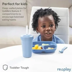 Re Play Re-Play - Placas de 3 compartimentos com paredes profundas, pacote de 2, azul gelo Online