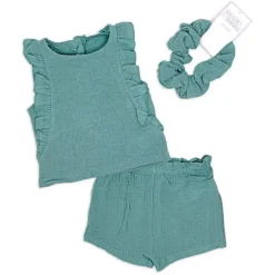Rose Textiles Rose Textile - Conjunto curto de gaze Tod para meninas, 3 unidades, azul Outlet