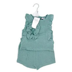 Rose Textiles Rose Textile - Conjunto curto de gaze Tod para meninas, 3 unidades, azul Outlet