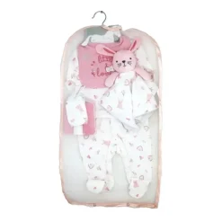 Rose Textiles Rose Textile - Conjunto de presente pendurado para coelhos de meninas com 8 unidades New