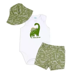 Rose Textiles Rose Textile - Conjunto de chapéu de sol dinossauro para bebê menino 3Pk New
