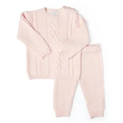 Rose Textiles Rose Textile - Conjunto de 2 peças de malha rosa para bebê menina Outlet