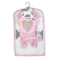 Rose Textiles Rose Textile - Conjunto de bolsa de malha com coração dourado neutro para bebês com 5 unidades Best