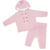 Rose Textiles Rose Textile - Conjunto de malha com capuz rosa para meninas, 2 unidades New