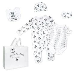 Rose Textiles Rose Textile - Conjunto de 5 bolsas de malha neutras para bebês Panda World Fashion