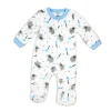Rose Textiles Rose Textile - Macacão de lã estampado para bebês meninos, elefante azul New