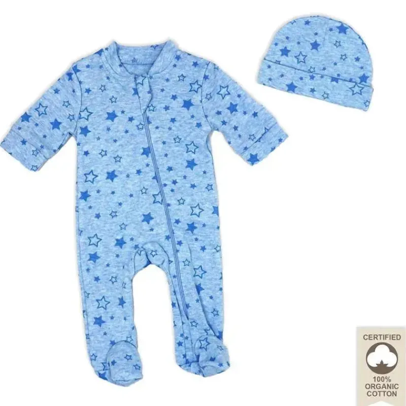 rose_textiles___orgnico_h_SKUJSea0g2y_0.webp Rose Textiles - 100% Orgânico Heather Star Sleeper + Chapéu, Azul Clearance