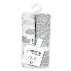 Rose Textiles - 2 pacotes de cobertores de musselina, cinza Sweet Dream Clearance