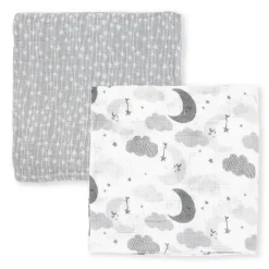 Rose Textiles - 2 pacotes de cobertores de musselina, cinza Sweet Dream Clearance