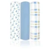 Rose Textiles - 3 Swaddles de malha Pk, xadrez azul Sale