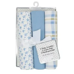 Rose Textiles - 3 Swaddles de malha Pk, xadrez azul Sale