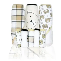 Rose Textiles - 3 Toalhas com Capuz C/ 5 Toalhas de Rosto, Urso Online