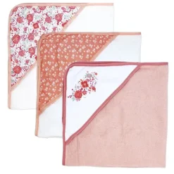 Rose Textiles - 3 Toalhas com Capuz com 5 Toalhas de Rosto, Buquê Rosa Clearance