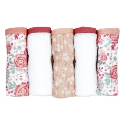 Rose Textiles - 3 Toalhas com Capuz com 5 Toalhas de Rosto, Buquê Rosa Clearance