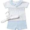 Rose Textiles - Baby Boys Short Set, Blue Rocking Horse New