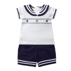 Rose Textiles - Baby Boys Short Set, Navy Nautical Online