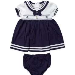 Rose Textiles - Baby Girls Dress Set, Navy Nautical Sale
