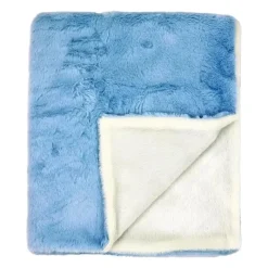 Rose Textiles - Cobertor de pelúcia de pele sintética de 2 camadas, azul Hot