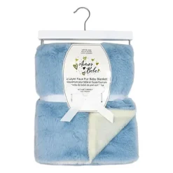 Rose Textiles - Cobertor de pelúcia de pele sintética de 2 camadas, azul Hot