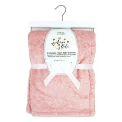 Rose Textiles - Cobertor de pelúcia prensado, damasco rosa Sale