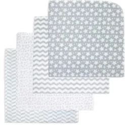 Rose Textiles - Cobertor de recebimento 4Pk Estrelas cinza Discount