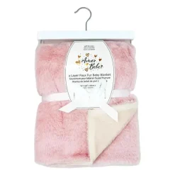 Rose Textiles - Cobertor de pelúcia de pele sintética de 2 camadas, rosa Outlet