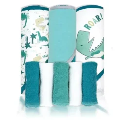 Rose Textiles - Conjunto de banho de 8 peças - 5 toalhas com capuz e 3 panos de rosto, Dino Online
