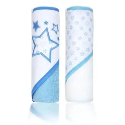 Rose Textiles - Conjunto de 2 toalhas com capuz, estrelas azuis Clearance
