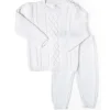 Rose Textiles - Conjunto de suéter de bebê de malha de cabo, branco Outlet