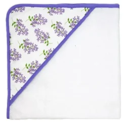 Rose Textiles - Conjunto de banho 8 unidades - 5 toalhas com capuz e 3 panos, floral roxo Sale
