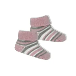 Rose Textiles - Conjunto de gorro e botinha listrado rosa para bebê menina Discount