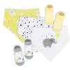 Rose Textiles - Conjunto de 5 babadores e meias, elefante amarelo Best