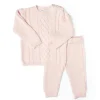 Rose Textiles - Conjunto de suéter de bebê de malha de cabo, rosa Clearance