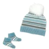 Rose Textiles - Conjunto de gorro e botinha listrado azul para bebê menino Outlet
