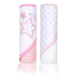 Rose Textiles - Conjunto de 2 toalhas com capuz, estrelas rosa Online