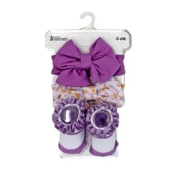 Rose Textiles - Conjunto de 3 peças de faixa de cabeça e meia, floral lilás Outlet