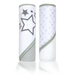 Rose Textiles - Conjunto de 2 toalhas com capuz, estrelas cinza Hot