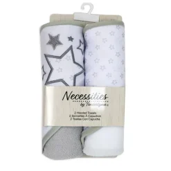 Rose Textiles - Conjunto de 2 toalhas com capuz, estrelas cinza Hot