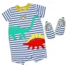Rose Textiles - conjunto de macacão e sapato 2pk para bebê menino, dinossauro Clearance