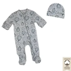 Rose Textiles - Dorminhoco de balão de ar quente de urze 100% orgânico + chapéu, cinza Hot