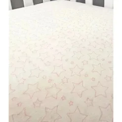 Rose Textiles - Lençol de berço de flanela estrela, rosa Fashion