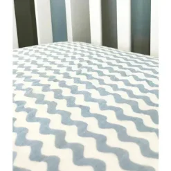 Rose Textiles - Lençol de berço de musselina ondulado, azul Sale