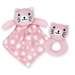 Rose Textiles - Nunu com chocalho de anel, gatinho rosa Hot