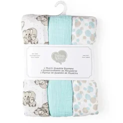Rose Textiles – Pacote com 3 mantas de musselina para bebês, azul elefante Sale