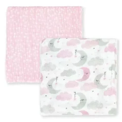 Rose Textiles - Pacote de 2 cobertores de musselina, Pink Sweet Dream Hot