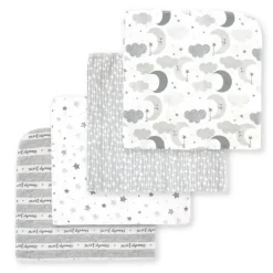 Rose Textiles - Pacote de 4 Cobertor de Recebimento, Cinza Sweet Dreams New