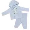 Rose Textiles - 2Pk Baby Boys Hooded Knit Set, Baby Blue New