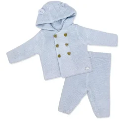 Rose Textiles - 2Pk Baby Boys Hooded Knit Set, Baby Blue New