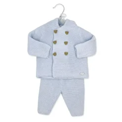 Rose Textiles - 2Pk Baby Boys Hooded Knit Set, Baby Blue New