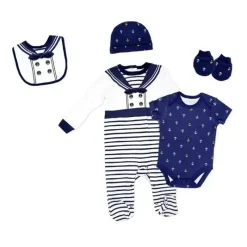 Rose Textiles - 5Pk Baby Boy Sailor definido em uma bolsa de malha Fashion